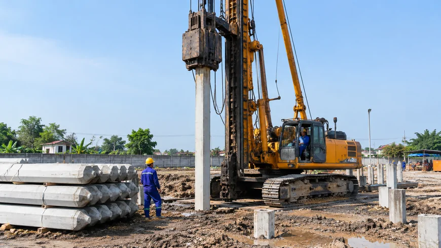 Ảnh: Ép cọc  bê tông mác 250 và 300