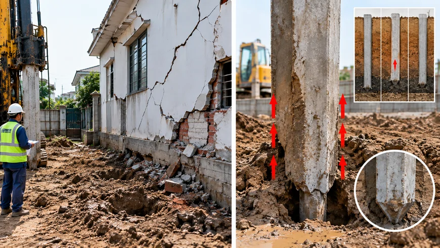 Nứt sụp nhà khi ép cọc bê tông