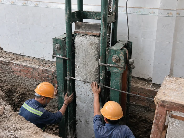Gia cố móng nâng tầng bằng phương pháp ép cọc